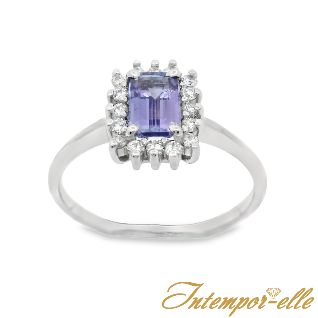 BA OR 18CT TANZANITE RECT + DT0.13 CT 