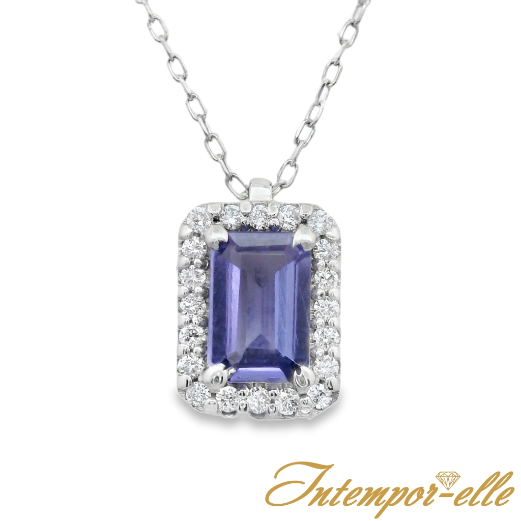 CL OR 18 CT TANZANITE RECT + DT 0.16 CT 