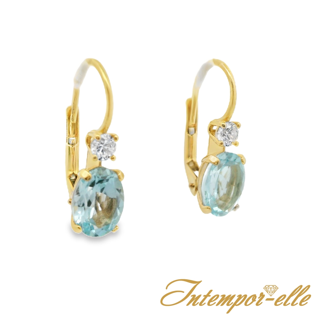 DORMEUSE OR 18 CT TOPAZE OVAL + OXZ 