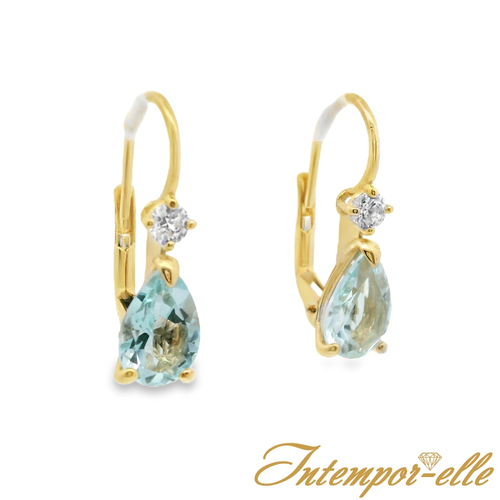 DORMEUSE OR 18 CT TOPAZE GOUTE + OXZ 